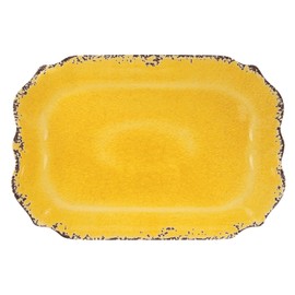Supreme Housewares 20 Inch Melamine Serving Tray Serving Platter Rectangular Tray BPA-Free Large Tray for Charcuterie, Food, Fruit, Snack, and Dessert (Crackle, Yellow)