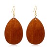 KaFu Dangle Natural Wood Teardrop Geometric Circle Earrings Stainless Steel