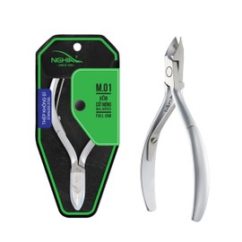 NGHIA Stainless Steel Nail Nipper - M-01, Precision Acrylic Nipper with Grey Plated Jaw, Curve Handle, and Single Spring
