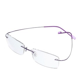 Rongchy Super Light Titanium Shortsighted Myopia Work Glasses -0.50 to -6.00 Strengths Men Women Fashion Rimless Myopia Glasses, purple