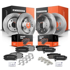 A-Premium Front Vented & Rear Solid Disc Brake Rotors + Ceramic Pads Kit Compatible with Select Hyundai Models - Elantra 2007 2008 2009 2010, 12-PC Set