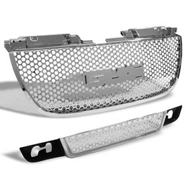 TLAPS 7422440630600 Compatible With 2007-2014 GMC Yukon/XL/Denali Chrome Round Hole Mesh Upper + Lower Front Bumper Grill Grille