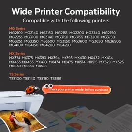 COCCINK 540XL 541XL Printer Cartridges for Canon 540 541 Pixma MG3650 TS5100 TS5150 TS5151 TS5140 MG4250 MG3650s MG3150 MG3600 MG3500 MG3550 MX475 MX5 35 MX33 75 Black and Colour Multipack PG-540 CL-541 XL