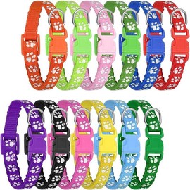 12 Pack Puppy Collars for Litter, Adjustable Puppy Birthing Collar for Puppies, Soft Nylon Puppy ID Collar with Secure Quick Release Buckle,Suitable for small and medium dogs:_M