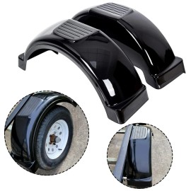 ECOTRIC 2 Pcs Trailer Fenders W/Steps Compatible with 13" Diameter Wheels Tir...