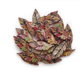 AKOAK 50 Pcs/Set Wood Buttons Maple Leaf Print Dazzle Color Decorative Buttons Clothing Hats and Scarves Accessories Buttons