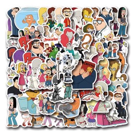 50 Pcs American Dad Stickers for Laptop, Cool Decals for Teens Kids Boys Skateboard Phone