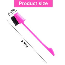 56PCS 3-in-1 Hair Edge Brush & Comb Set, Double-Sided Styling Tool with Soft Bristles for Smoothing Baby Hairs & Edges, 7 Vibrant Colors (Black, Pink, Rose Red, Purple, Blue, Green, White) - 8 of Each