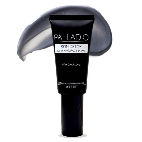 Palladio Skin Detox Clarifying Face Primer with Charcoal, creates a smooth base for makeup application, protects skin, provides long wear flawless glam look, 1 ounce
