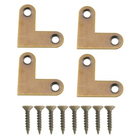HJ Garden 4pcs L-Shaped Copper Corner Code Brass Flat Corner Bracket Joint Flat Corner Brace Plate Support Drawer Fixed Corner Code, Bronze