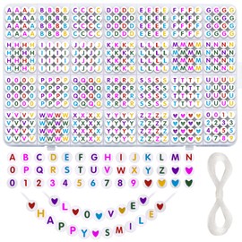 Liangding Letter Beads for Threading, 1100+ Pieces Colourful A-Z Alphabet Beads Set, Letter Beads Bracelets Make Yourself with Heart Beads, Craft Set for Bracelets, Jewellery, Making, Crafts