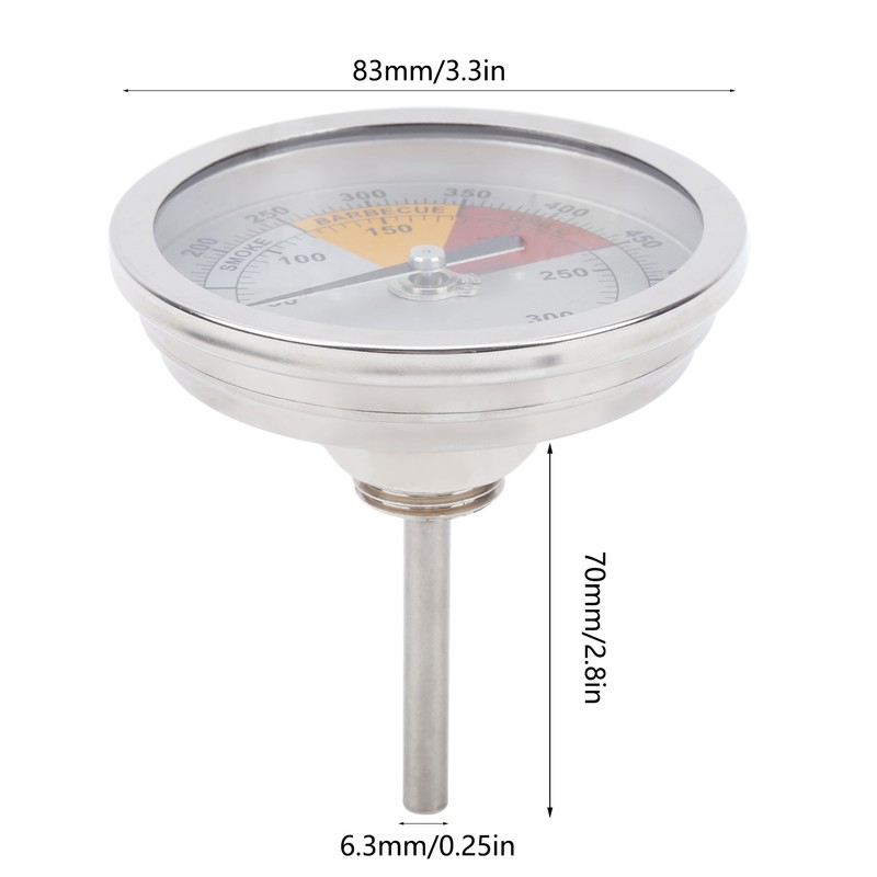 0‑300℃ 1/2in NPT Stainless Steel Grill Thermometer Oven Temperature Meter