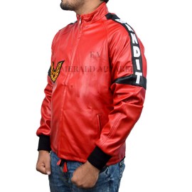 EA Emerald Apparel Burt Reynolds Smokey And The Bandit Out PU & Faux Synthetic Red Leather Jacket (US, Alpha, Small, Regular, Regular, Bandit Red)