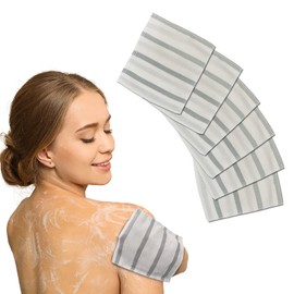 [CUTIE MANGO] Toalla de baño exfoliante coreana de rayón viscosa, paño de limpieza corporal, varios colores para limpieza profunda y masajes de piel para hombres y mujeres (impresión en gris, 6 piezas)