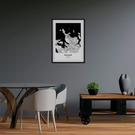 Nacnic Poster with map of Reykjavik - Iceland. Sheets cities of northern Europe with seas and rivers in black color. A3 size