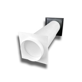 Exhaust Air Wall Box Standard Wall Duct Backflow Flap Diameter 100 154 x 154 mm with Telescopic Tube Black