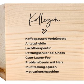 Kollegin Geschenk - Synonyme Kollegin Holzbild + Reagenzglas zum Hinstellen opt. als Vase oder Geldgeschenk - Geschenk Aufmerksamkeit, Abschiedsgeschenk Kollegin, beste Kollegin der Welt