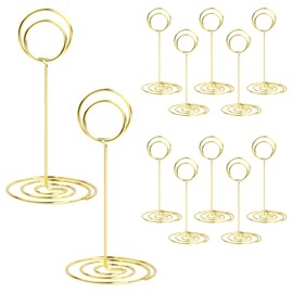 Pack of 12 Metal Place Card Holders, Height Photo Holder, Card Holder, 120 mm Card Holder, Wedding Photo Holder, Heart-Shaped Table Number Holder, Metal Menu Card Holder for Birthday Wedding, Gold