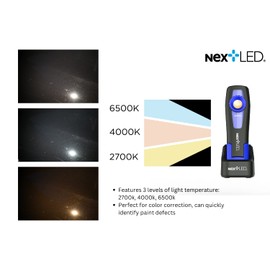 NextLED NT-2040B-3 Handheld Color Matching Auto Detailing light, 500 Lumen, CRI 97, 3 Color Temperature, 2700/4000/6500K, Car Detailing Light, Paint Correction Light, Detailing Work Light for Swirls