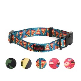 Dog Collars, Soft Adjustable Polyester, Vibrant Prints with Quick-Release UTX Buckle. Designed for Small Medium Large Dogs (Pizza, X-Large - (Collar: 45-70 cm))