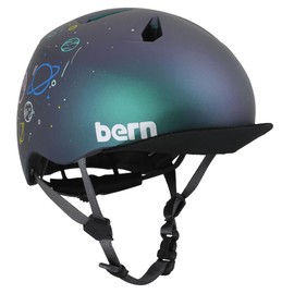 Bern Nino Bike Helmet for Kids, Ages 3-12, Flip Visor, Adjustable fit, Lightweight, CPSC Safety Certified, Metallic Space Splat, Size XS/S