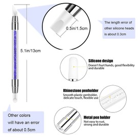 SILPECWEE 10 Pieces Dual Tipped Silicone Nail Tools Nail Art Sculpture Pen Rhinestone Nail Polish Carving Pen Acrylic Nail Brush Nail Art Brushes Nail Painting Kit for Salon DIY