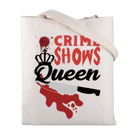 True Crime Queen Tote Bag Crime Show Lover Gifts True Crime Gifts Crime Scene Investigator Gifts Crime Show Canvas Tote Bag, Beauty Beast Tote Bag Blue, Large