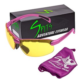 Spits Eyewear Top Or Bottom Bifocal Safety Glasses (Frame Color: Pink, Magnifier: 3.50 Bottom Yellow)