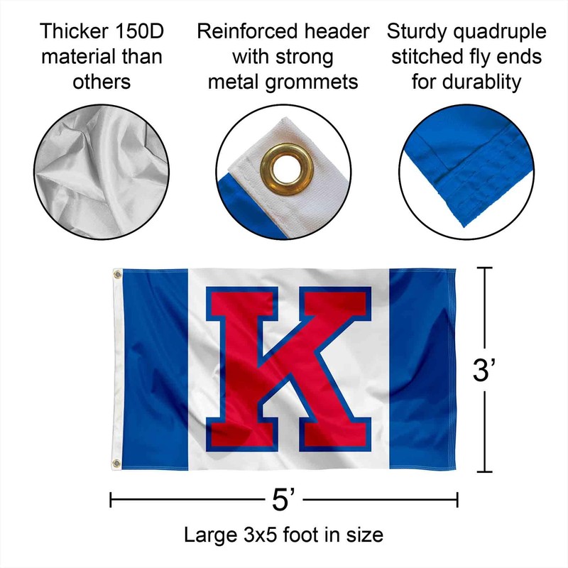 Kansas KU Jayhawks Big K Flag with Pole and Bracket