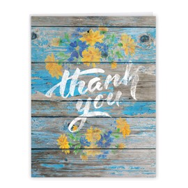The Best Card Company - 1 Big Thank You Card from All of Us - Group Gratitude Notecard with Envelope - Blooming Driftwood J6108CTYG-US