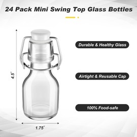 24 Pcs Mini Swing Top Bottles with Stoppers 2 oz Mini Flip Top Glass Bottles for Crafts Decoration Wedding Themed Party Favors