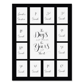 Comtraker School Picture Frame K to 12 Photo Black Mat(No Frame) School Sign First Day and Last Day - Kindergarten to 12th Grade High - (13Photos，11×14) (black)