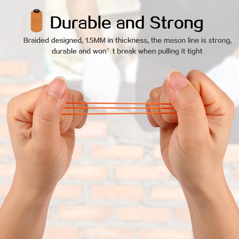 Orange 328 Feet Bricklaying Line, Braided Brick Builders Line Strong