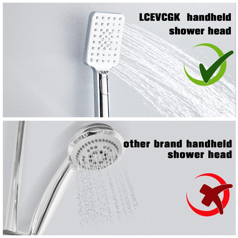 LCEVCGK Shower System, Shower Faucet Set Complete Square Rain Shower
