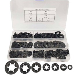 Sicherungsscheiben Sortiment Kit M3-M12 350 teilig Manganstahl Schwarz