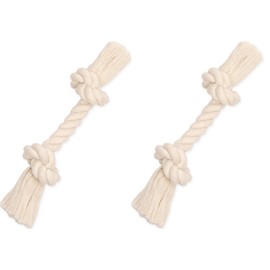 Mammoth Flossy Chews 100 Percent Natural Cotton Rope Dog Toy - Premium White Knot Tug Toy for Dogs - Interactive Rope Dog Toy 12" - 2 Pack