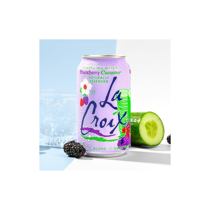 LaCroix Sparkling Water, Blackberry Cucumber, 8-Pack Zero Sugar, Zero Calories,