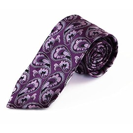 Mens Purple & Grey Boho Paisley Patterned 8cm Neck Tie Purple, Grey, Black, Violet
