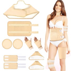 Castor Oil Pack Wrap, 10 Pcs Reusable Organic Packs Kit for Hands, Back, Chest, Waist, Knees and feet, Adjustable Elastic Strap Castor Oil Pack for Muscle Pain, Blood Circulation