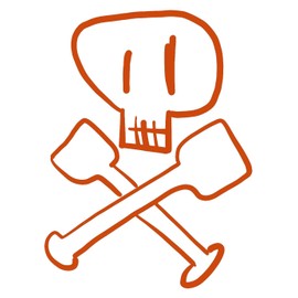 hBARSCI Skull & Crossbones Vinyl Decal - 5 Inches - for Cars, Trucks, Windows, Laptops, Tablets - Outdoor-Grade 2.5mil Thick Vinyl - Orange