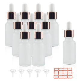 Wwolife 10 PCS 2/3oz (20ml) White Frosted Glass Dropper Bottles Perfume Aromatherapy Cosmetic Container Essential Oils Sample Mini Empty Dropper Bottles with Funnel Include