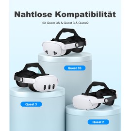 VR Headband Compatible with Quest 3S/Quest 3/Quest 2, Adjustable Comfort Headband for Elite Strap, Lightweight VR Headset Strap for Improved Grip, Comfort and Pressure Reduction