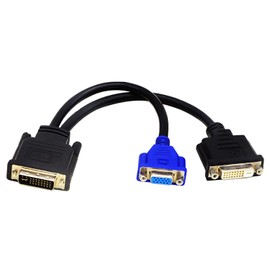 zdyCGTime Wyse DVI-I Splitter Cable - DVI-I(24+5) Male to DVI-D(24+1) and VGA (HD15) Female Comparable to Wyse DVI Digital Y-Cable (DVI-I to DVI-D and VGA)（10 Inch）