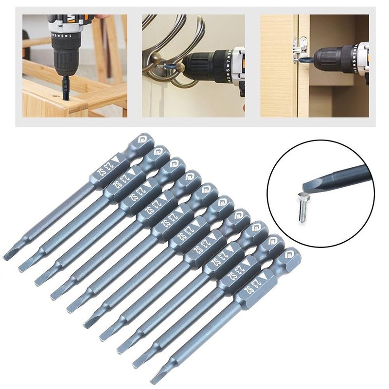 10 Pieces Triangle Screwdriver Bits 1/4 Inch Shank 65 mm