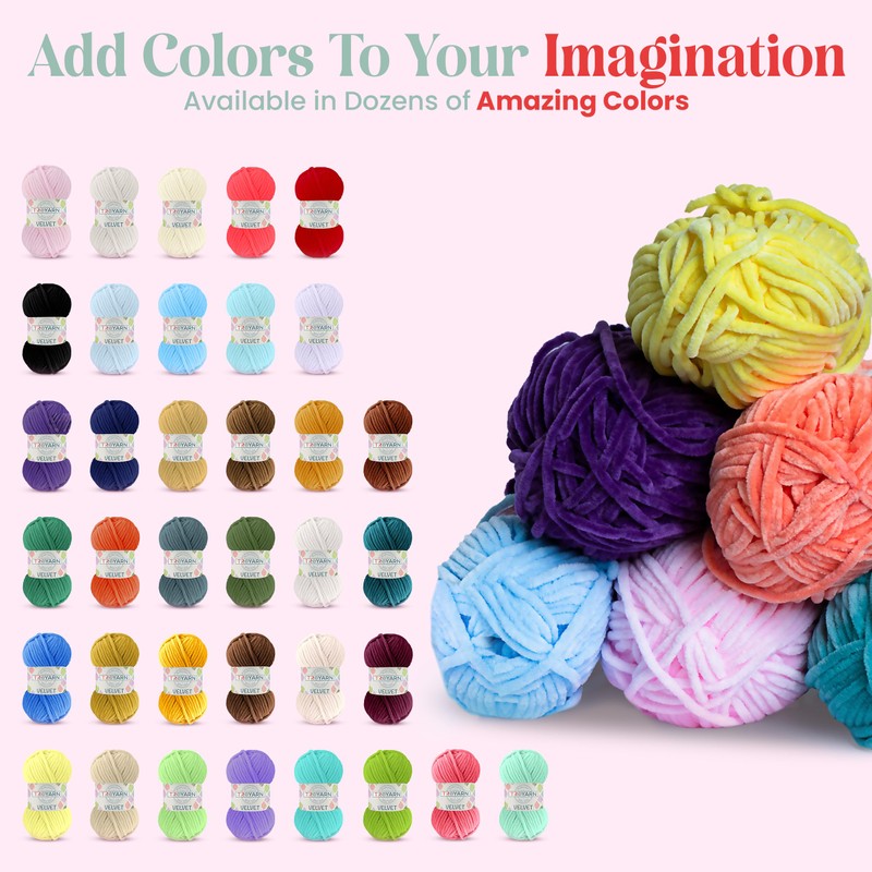 Troyarn Velvet (3- Skeins Pack ) Chenille Blanket Amigurumi Yarn