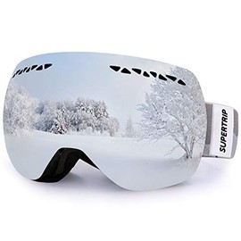 Supertrip anteojos de esquí profesionales para hombres y mujeres, de doble lente, antivaho, esférico, unisex, multicolor, para nieve, gris, espejo, plateado, (VLT 9.75%)
