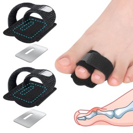 Hammer Toe Correction Pack of 2 Hammer Toe Pads with Iron Sheet Toe Bandage Toe Straightener for Men and Women for Correcting Hammer Toes, Broken Toes and Curved Toes (Black)