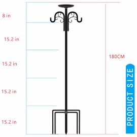 XKMHWJ 1 Pack 71inch Garden Shepherds Hooks with Bird Feeder tray, Bird Feeder Pole Garden Flag Pole Lawn Yard Flag Holder Stake for outside Solar Light Hanger Baskets Holder Stand Wedding Decor