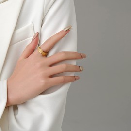 VQYSKO Gold Anxiety Relief Spinner Fidget Ring,Stainless Steel Sand Blast Glitter Finish Ring Band,Size 8