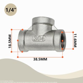 Bwintech 2 Pcs 1/4" Female BSP 3 Way Connector 304 Stainless Steel Tee Female Pipe Fittings